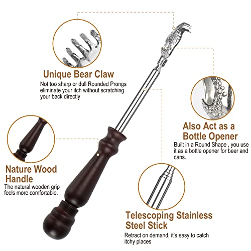 Back Scratcher with Wooden Handle - Portable Telescoping Backscratchers for M...