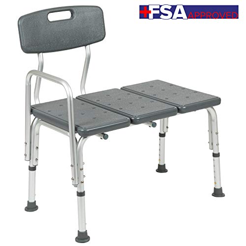 Flash Furniture HERCULES Series 300 Lb. Capacity Adjustable Gray Bath & Showe...