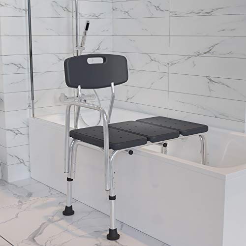 Flash Furniture HERCULES Series 300 Lb. Capacity Adjustable Gray Bath & Showe...