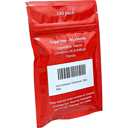 Hot Cinnamon Flavored Toothpicks (Flat Shape) 100ct