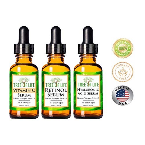 Tree of Life Anti-Aging Complete Regimen 3-Pack, Vitamin C Serum, Retinol Ser...