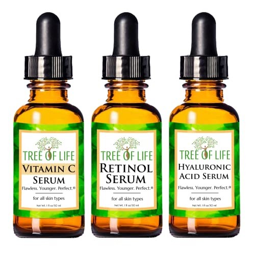 Tree of Life Anti-Aging Complete Regimen 3-Pack, Vitamin C Serum, Retinol Ser...