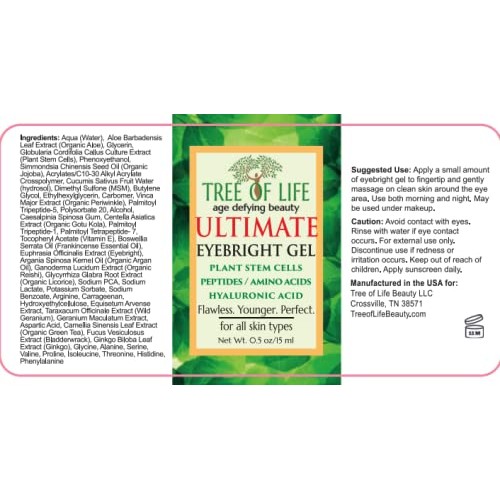 Tree of Life Anti-Aging Ultimate Eyebright Eye Gel with Amino Acids and Hyalu...