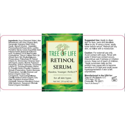 Tree of Life Retinol Serum for Face Wrinkles | Renewing Facial Serum with Bot...