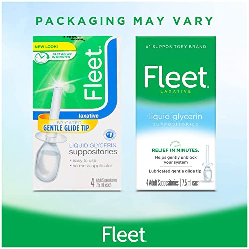 Fleet Liquid Glycerin Suppositories for Adult Constipation, 4 Suppositories, ...