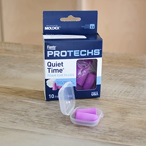 Flents Quiet Time Ear Plugs/Earplugs, 10 Pair, Case Included, NRR 33, Made in...