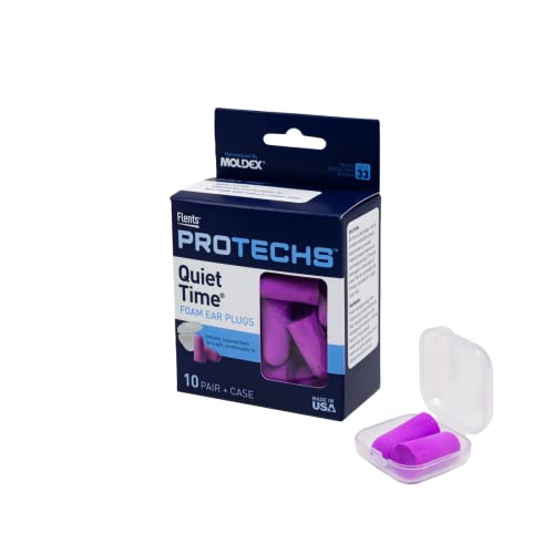 Flents Quiet Time Ear Plugs/Earplugs, 10 Pair, Case Included, NRR 33, Made in...