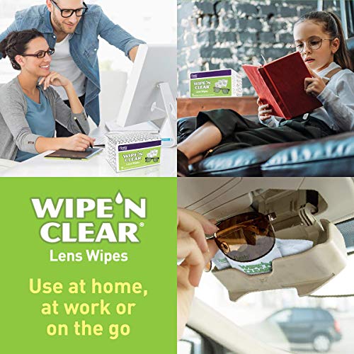 Flents Wipe 'N Clear Lens Cleaning Wipes 5" x 6" Lens Wipes AntiStreak Fast D...