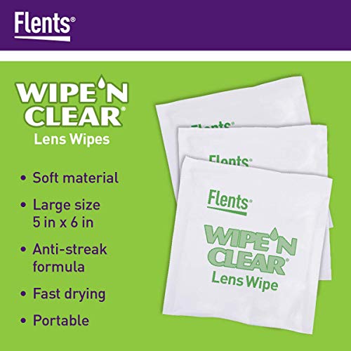 Flents Wipe'N Clear Lens Wipes Anti Streak Fast Drying, White, 150 Count, Mad...