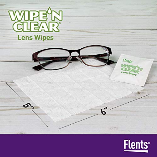 Flents Wipe'N Clear Lens Wipes Anti Streak Fast Drying, White, 150 Count, Mad...
