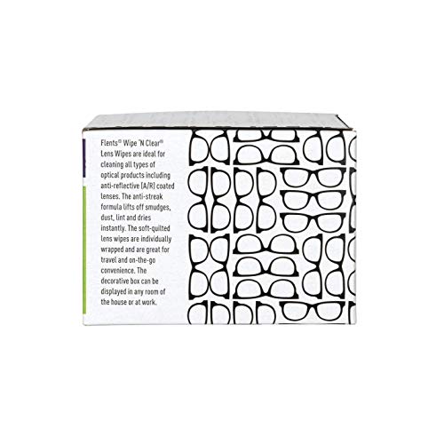 Flents Wipe'N Clear Lens Wipes Anti Streak Fast Drying, White, 150 Count, Mad...