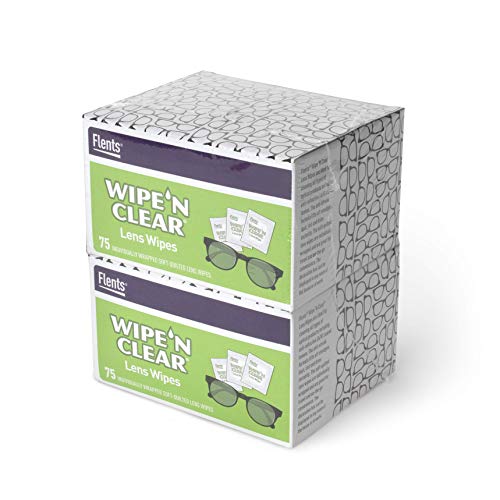 Flents Wipe'N Clear Lens Wipes Anti Streak Fast Drying, White, 150 Count, Mad...
