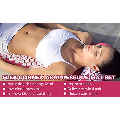 Flex Connex Acupressure Mat and Pillow | Neck, Sciatica and Back Pain Relief ...