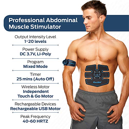 Abs Stimulator Muscle Toner - FDA Cleared | Rechargeable Wireless EMS Massage...