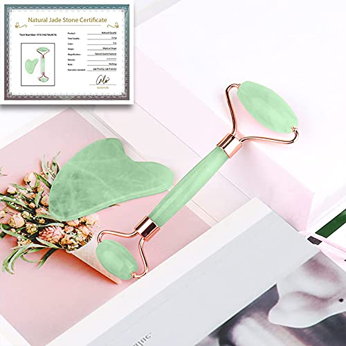 Gua Sha Facial Tool - Nature Jade Stone Guasha Massage Tool - Nature Jade Sto...