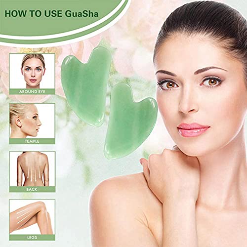 Gua Sha Facial Tool - Nature Jade Stone Guasha Massage Tool - Nature Jade Sto...