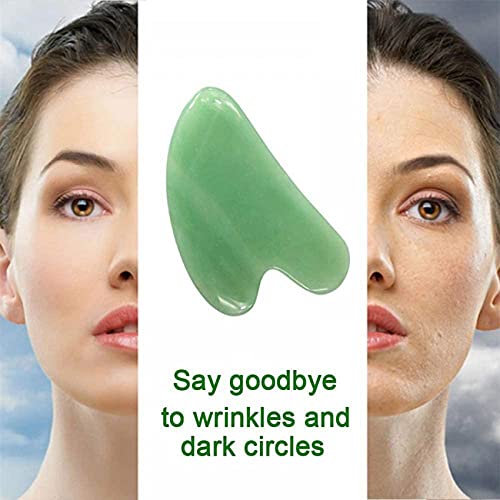 Gua Sha Facial Tool - Nature Jade Stone Guasha Massage Tool - Nature Jade Sto...
