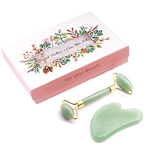 Gua Sha Facial Tool - Nature Jade Stone Guasha Massage Tool - Nature Jade Sto...