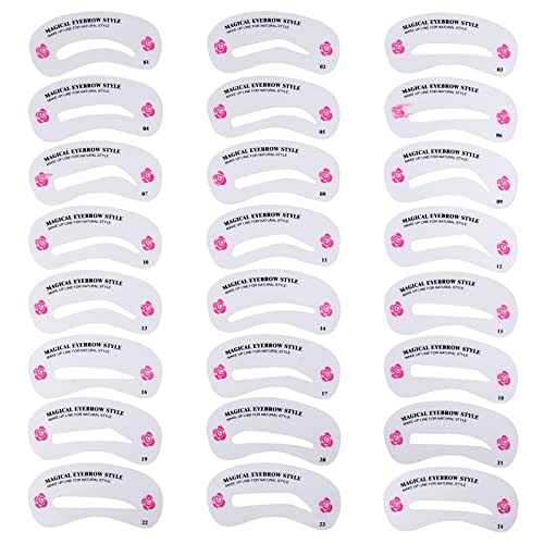 24 Styles Eyebrow Stencils, Eyebrow Shaper Sticker Kit, Reusable Eyebrow Temp...