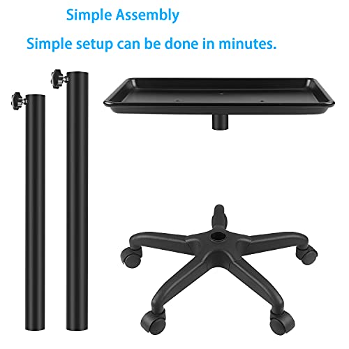 FLOLXNB Salon Tray Cart Premium Aluminum Tattoo Tray Rolling Trolley Adjustab...