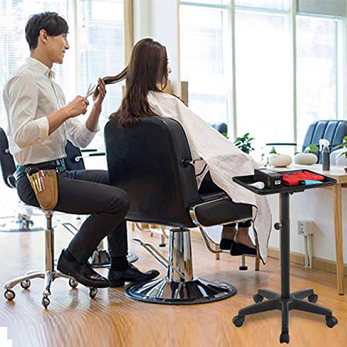 FLOLXNB Salon Tray Cart Premium Aluminum Tattoo Tray Rolling Trolley Adjustab...