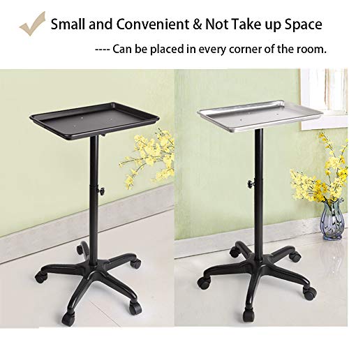FLOLXNB Salon Tray Cart Premium Aluminum Tattoo Tray Rolling Trolley Adjustab...