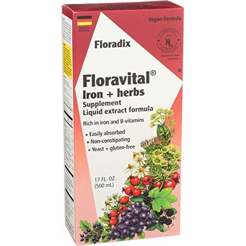 FLORA - Floravital Iron & Herbs, Gluten Free, Vegan, Liquid, by Salus, 17 Fl Oz