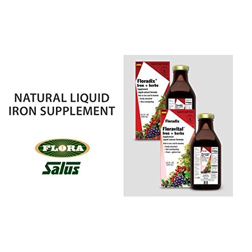 FLORA - Floravital Iron & Herbs, Gluten Free, Vegan, Liquid, by Salus, 8.5 Fl Oz