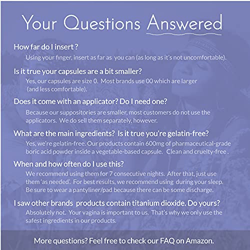 Flower Power Vegan Boric Acid Suppositories - 30 Count - 600mg for Vaginal Od...