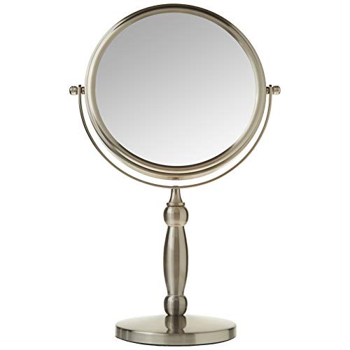 Floxite Dual sided 1x and 15x Vanity Mirror, Brushed Nickel