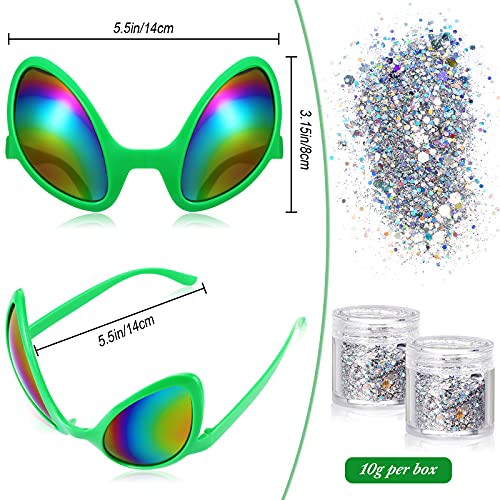 6 Pieces Alien Glasses Martian Headband with Chunky Glitter Set Glitter Alien...
