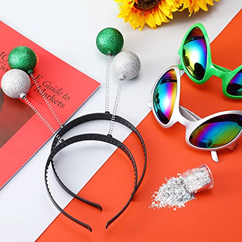 6 Pieces Alien Glasses Martian Headband with Chunky Glitter Set Glitter Alien...