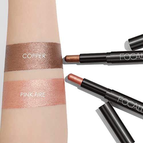 FOCALLURE 2 Pcs Cream Eyeshadow Stick,Shimmer Eyeshadow Pencil Crayon,High Pi...