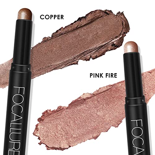 FOCALLURE 2 Pcs Cream Eyeshadow Stick,Shimmer Eyeshadow Pencil Crayon,High Pi...