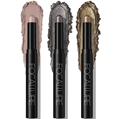 FOCALLURE 3PCS Cream Eyeshadow Stick Sets,Matte and Shimmer Eye Brightener St...