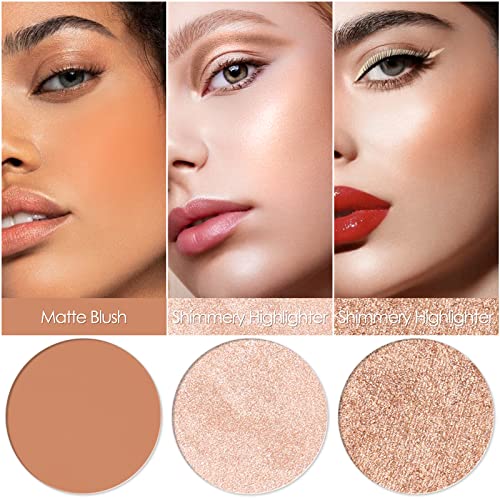FOCALLURE Blush and Highlighter Palette,2 in 1 Makeup Powder Palette,Cruelty-...