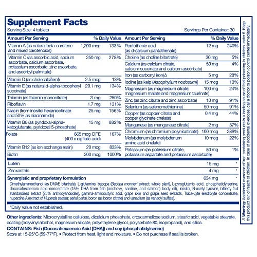 Focus Factor Brain and Vision Supplement, 120 Count - Eye Vitamin, Mineral Su...
