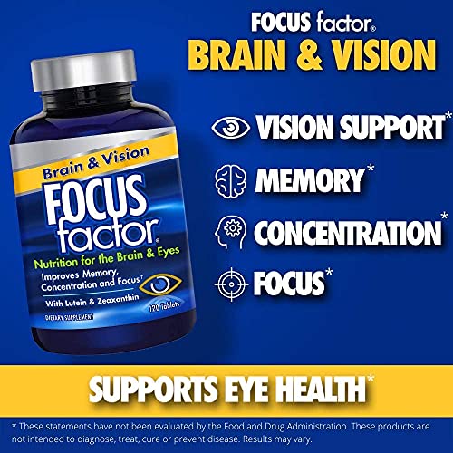 Focus Factor Brain and Vision Supplement, 120 Count - Eye Vitamin, Mineral Su...