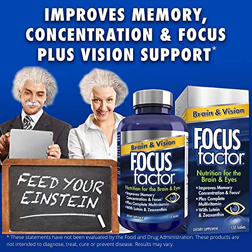 Focus Factor Brain and Vision Supplement, 120 Count - Eye Vitamin, Mineral Su...