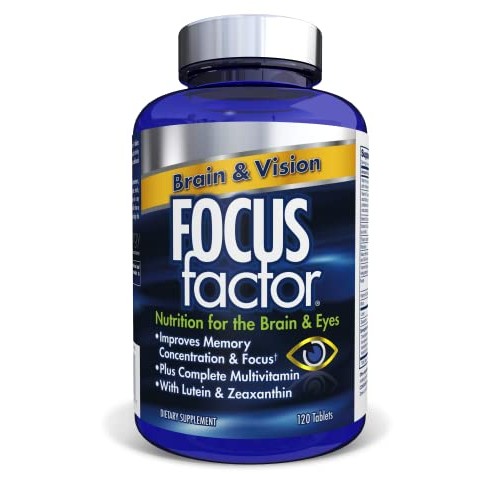 Focus Factor Brain and Vision Supplement, 120 Count - Eye Vitamin, Mineral Su...