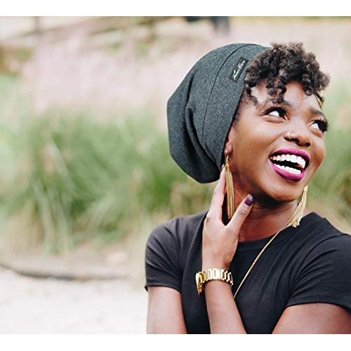 Slap Cap,Silk Lined Sleeping for Frizzy Hair Black Women Grey Black