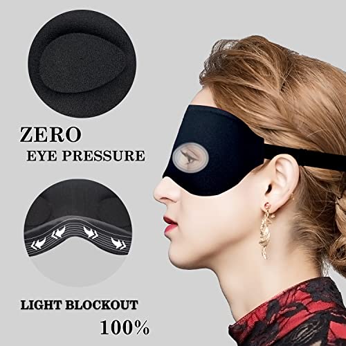 Sleep Mask for Women Men, Focuswell Weighted Eye Mask 3D Blindfold Blackout S...