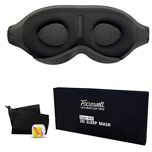 Sleep Mask for Women Men, Focuswell Weighted Eye Mask 3D Blindfold Blackout S...