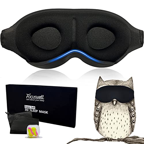 Sleep Mask for Women Men, Focuswell Weighted Eye Mask 3D Blindfold Blackout S...