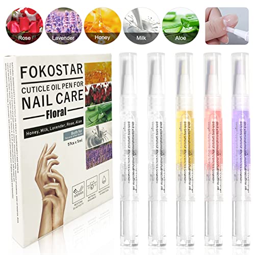 Nail Care Kit Cuticle Oil Pens Bulk, 5PCS Revitalizer Nail Oil Repair for Dam...