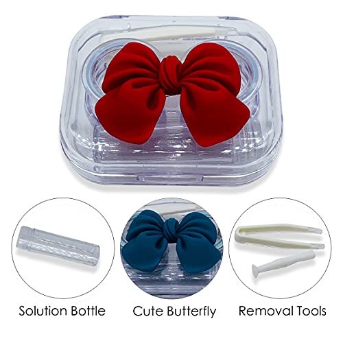 Folaxshoo 2 Pack Contact Lens Case Cute Butterfly Storage Box with Mirror Rem...
