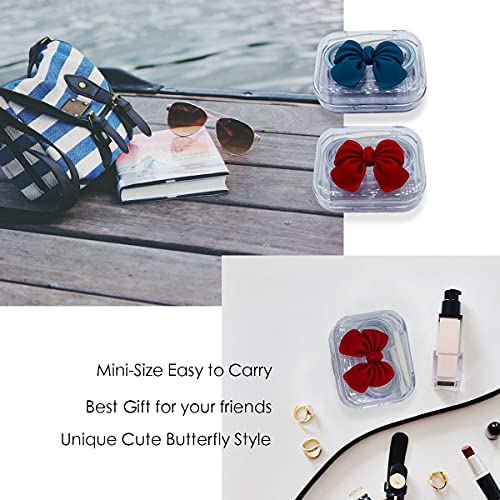Folaxshoo 2 Pack Contact Lens Case Cute Butterfly Storage Box with Mirror Rem...