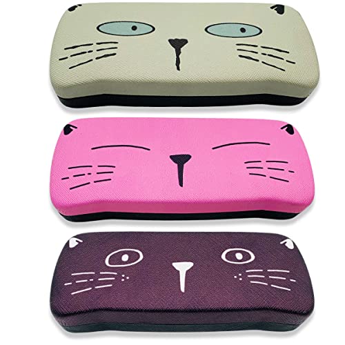 Folaxshoo Hard Clamshell Eye Glasses Case Cute Cat Face Protective Case with ...