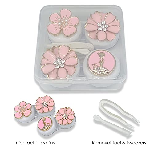 Folaxshoo Stylish Contact Lens Case with Mirror and Remover Tool Portable Con...