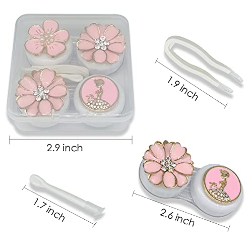 Folaxshoo Stylish Contact Lens Case with Mirror and Remover Tool Portable Con...